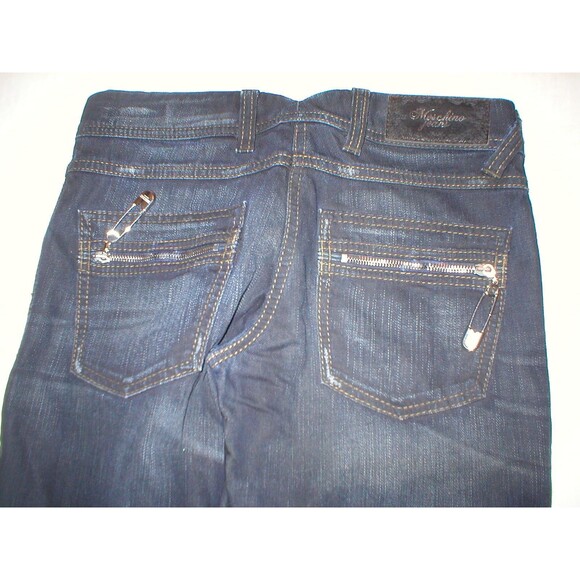 New Womens Designer Moschino Jeans 4 Dark Back Pocket Pins Zippers Crop IT 40